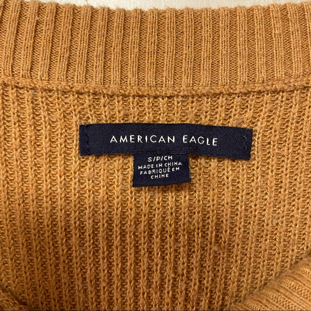 American Eagle Tan Brown Henley Long Sleeve Top w Buttons Sz S - Picture 2 of 5